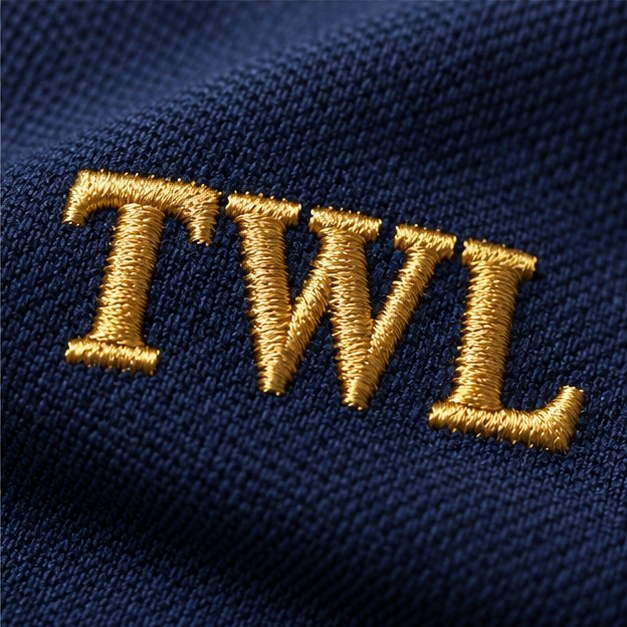 Close-up of TWL embroidery on uniform fabric